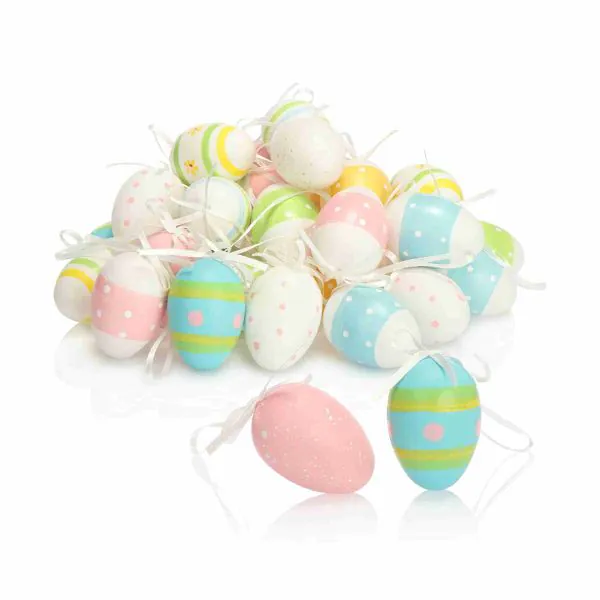 Uova Di Pasqua Decorative Con Piume - 12x Per Cespuglio O Albero