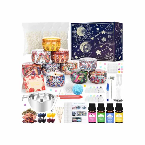 Kit Fai Da Te Candele IGUGI - Con Cera D'Api, Stoppini, Stampi In Silicone, Oli Essenziali E Barattoli - Foto 12