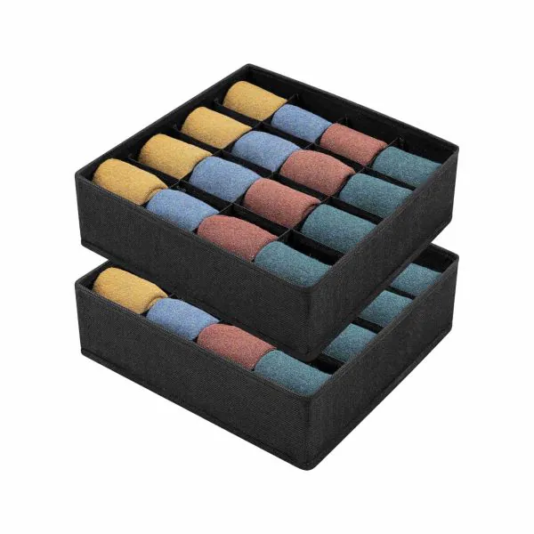 Puricon Organizer Armadio Salvaspazio 8 Pezzi Divisori per Cassetti, Organizzatore Armadio Biancheria per Vestiti Intima Pantaloni Maglioni Calze Sciarpe Giocattoli - Nero