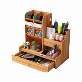 Portapenne In Legno Di Kiri Con Cassetto - Organizer Da Scrivania Elegante E Funzionale - Foto 12