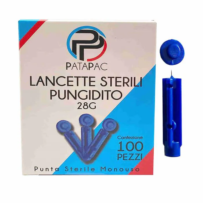 100 Lancette Sterili Pungidito Monouso Ago 28 Grammi da utilizzare con  dispositivo pungi dito per la misurazione della glicemia nel sangue a Punta  Sterile.