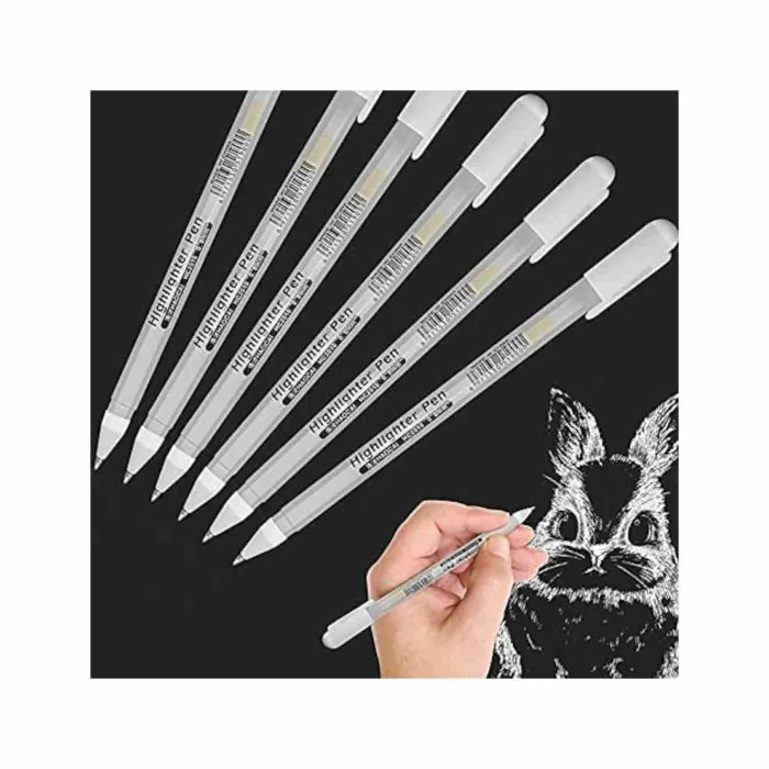 6 penne gel bianche a punta fine XSG per artisti con punte da 0,8