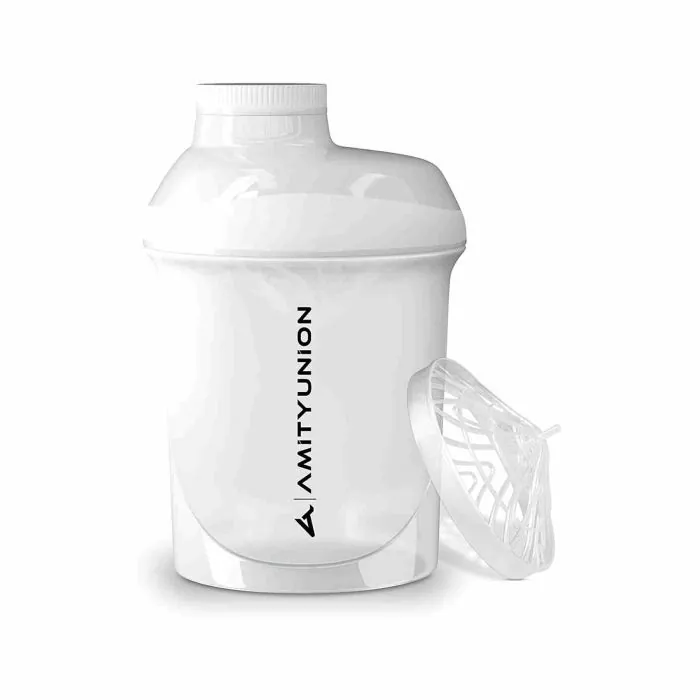 AMITYUNION Protein Shaker Deluxe 400 ml a prova di perdite, senza BPA, con  setaccio e scala - ORIGINALE - per frullati cremosi di proteine ??del siero  di latte in polvere, shaker per