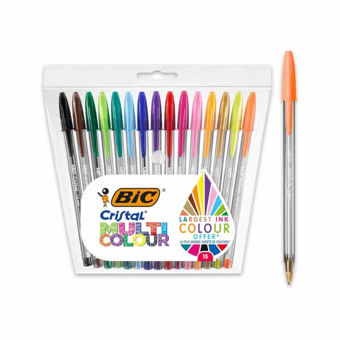Bic Cristal Set Penne Colorate A Sfera, Colori Assortiti, Multicolore, 15  Unità