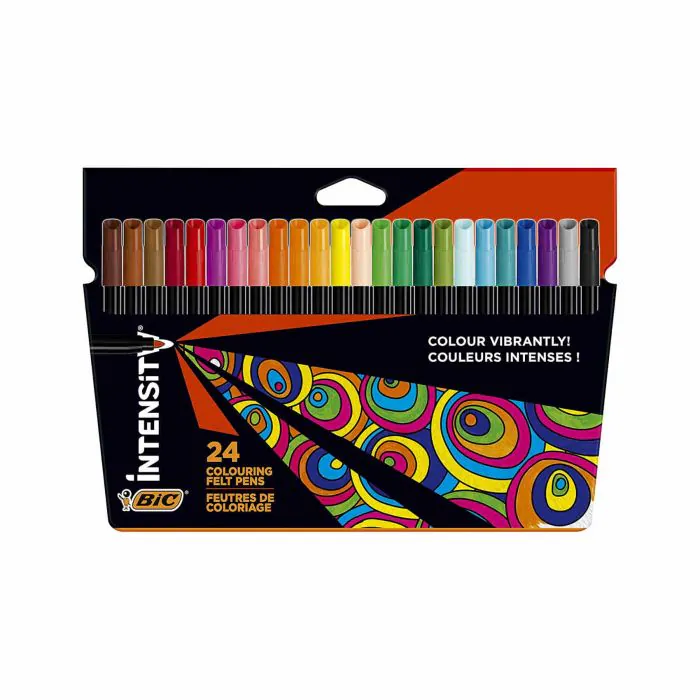 BIC Intensity, Color Up, Pennarelli Colorati Punta Media (0.8mm), per Libri  da Colorare, Disegno e Appunti, Cancelleria Scuola, Set da 12 Unità