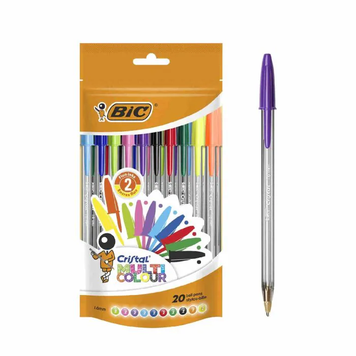 BIC Penne Colorate a Sfera, Cristal Multicolour, Colori Assortiti