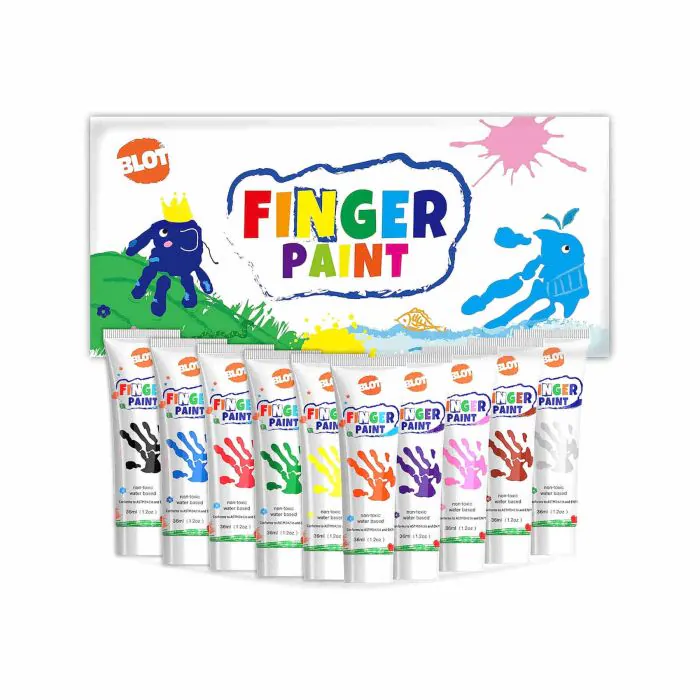 BLOT Colori a Dita Lavabile 10 Colori 36ml Set di Pittura per Bambini  Atossico Pittura a Dita per Bambini Neonati Dipingere Arti e Mestieri