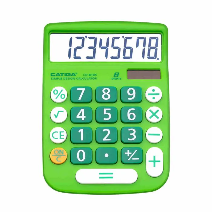 CATIGA calcolatrice di base: cd-8185 di office e home style calculator - 8  cifre - istruzione - adatto per la scuola e destop-uso (verde).