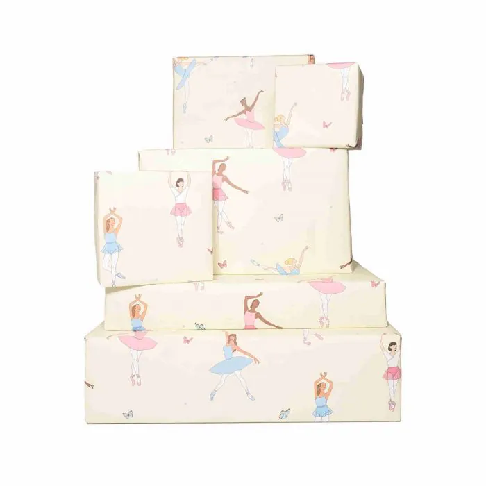 Central 23 - Confezione regalo Ballerina - 6 fogli di carta da regalo  carina per ragazze - Confezione regalo di compleanno rosa blu - Farfalle  pastello per bambini - Ballerine graziose - Per le donne