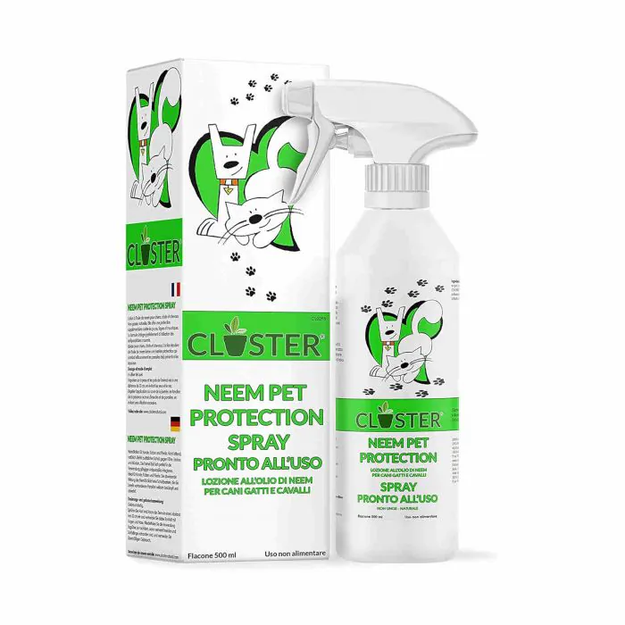 CLOSTER Neem Pet Protection per animali, Olio di Neem Spray Pronto all'Uso,  500ml.