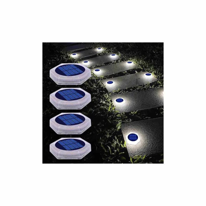 DetarZinLED Luci Solari Esterno Giardino, Luci Solari LED per Esterni con  Batteria da 1000 mAh Impermeabili IP68 Lampada Auto On/Off Adatte per Ccale  Esterne, Cortili, Passi Carrai, Ponte-White 4Pcs