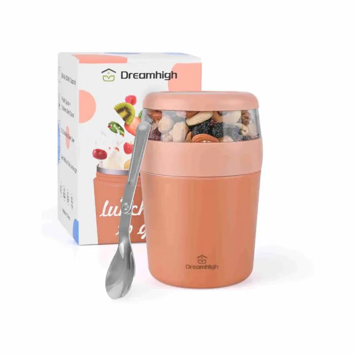 Dreamhigh® Porta Yogurt, 500+250 ml Tazza di Muesli Acciaio Inossidabile  316, Tazza Cereali A Prova Di Perdite, Thermos per Alimenti - Sicuro per  Lavastoviglie