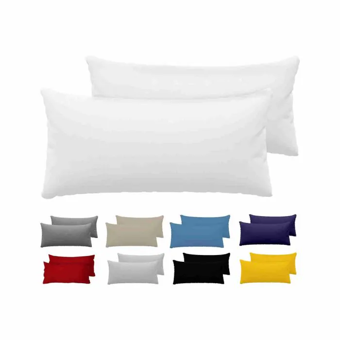 Dreamzie Federa Cuscino (Set di 2) - Bianco Cotone - Per i Cuscini 40 x 80  cm - 100% Jersey di Cotone - Federa da Cuscino - Copri Cuscino per Letto -  Fodera Protezione per Cuscino