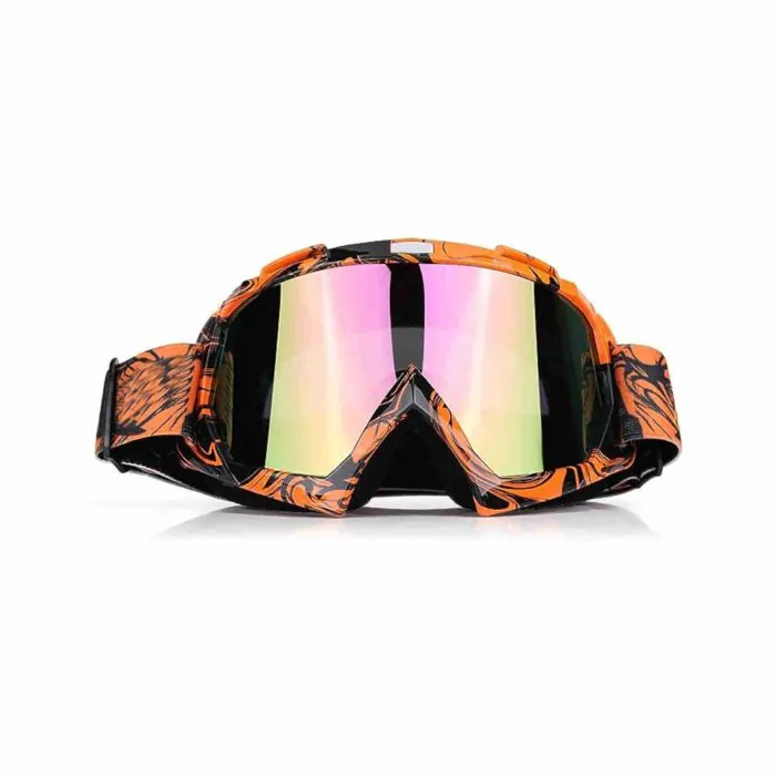 EVGATSAUTO Occhiali da moto, Motocross Motocross Off Road Dirt Bike Occhiali  da corsa Occhiali Protezione degli occhi(Cornice arancione + lente  colorata)