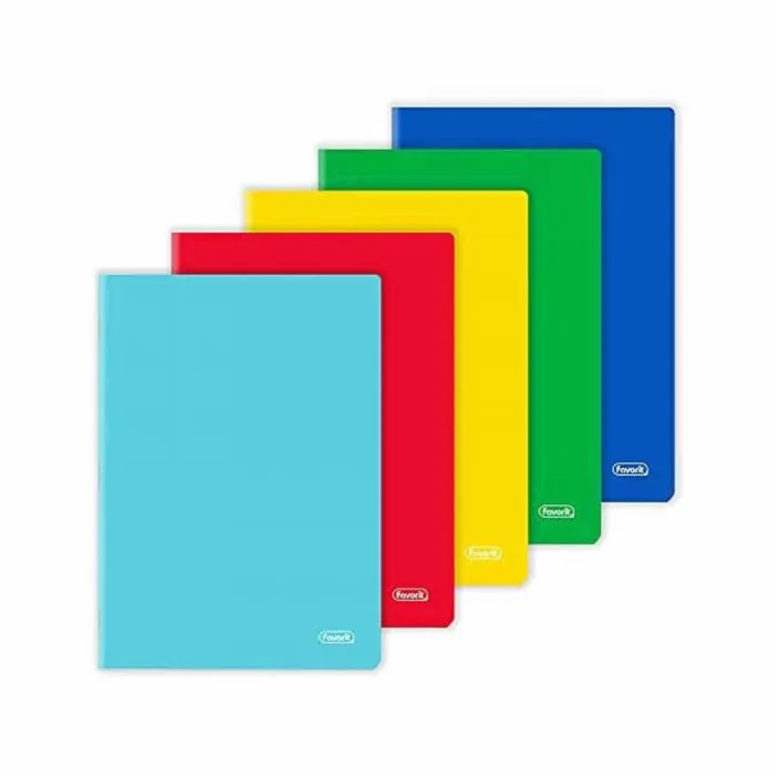 Favorit cf.5 Quaderni A4, Copertina Monocolore, Rigatura Quadretti 5mm,  Carta 80g/Mq, rosso, giallo, blu, verde, turchese