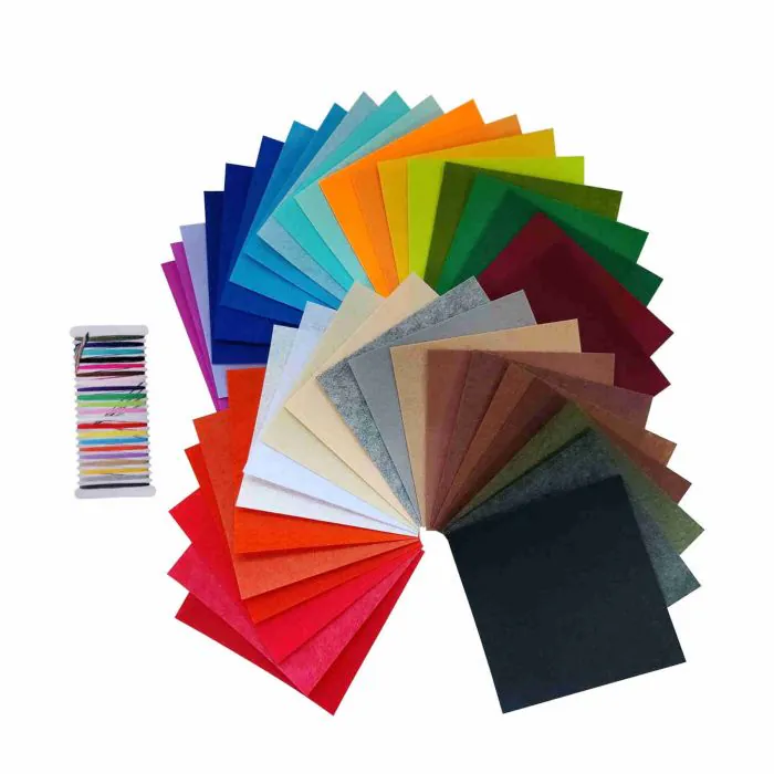 Fogli di tessuto in feltro rigido, 15 x 15 cm Feltro Colorato, Feltro  Artigianale per Ricamo, confezione da 40 colori fogli di feltro per  progetti fai
