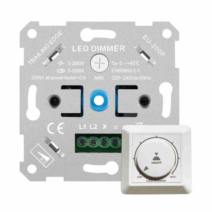 Gobesty Dimmer Rotativo, Interruttore dimmer LED a luce, Dimmer LED LED da  incasso Dimmer universale per LED dimmerabili Lampade led e alogene 2-200  W.