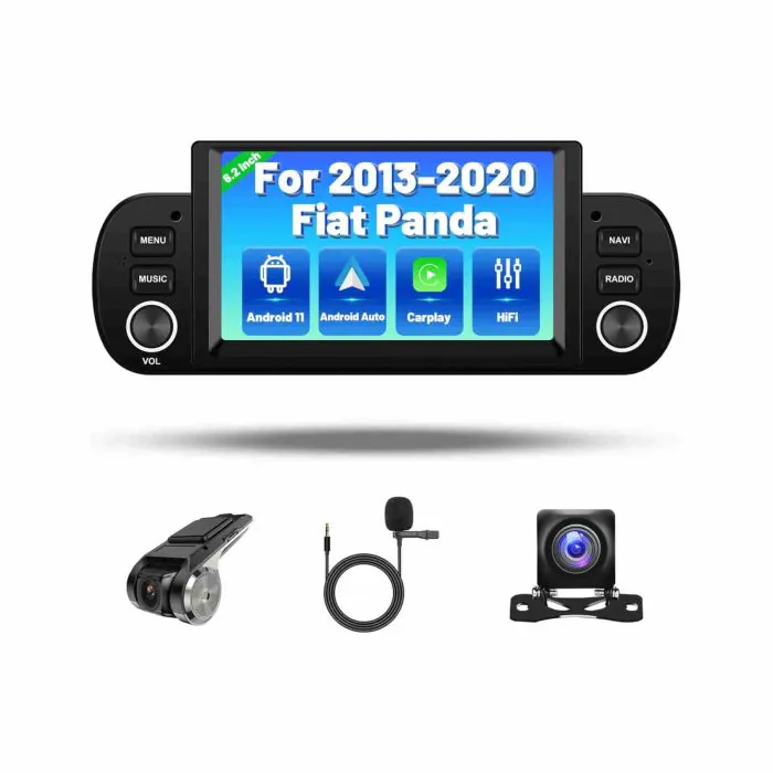 Hikity Autoradio Android 11 per Fiat Panda 2013-2020 con Display Touch 6,2  Pollici Autoradio Bluetooth con Navi Wireless Carplay Android Auto WiFi USB  FM RDS SWC + Telecamera per Retromarcia + DVR