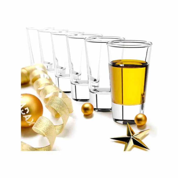 Rawisu Bicchierini 6Pcs 1.2 Oz Bicchierini Set Whisky Shot Bicchiere Base Pesante Tequila Bicchieri Vodka Bullet Glass per Outdoor Camping Dinner Party Bar 