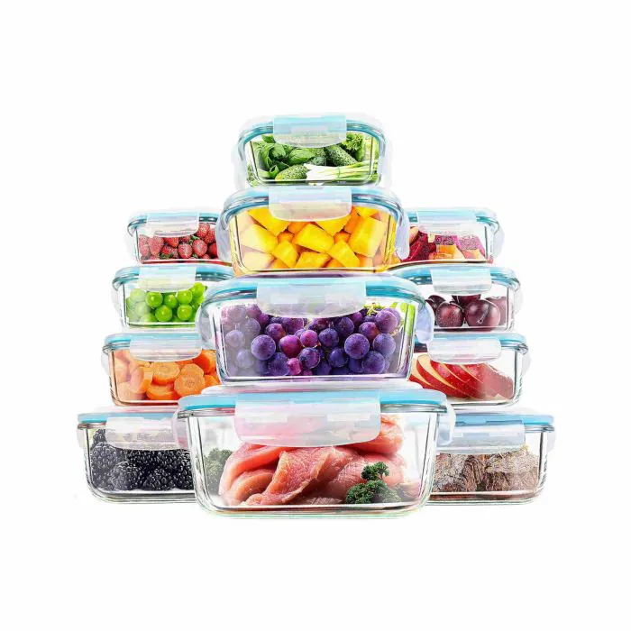 KICHLY - Contenitori per alimenti in vetro - 12 pezzi (6 contenitori con 6  coperchi di chiusura) - lavabile in lavastoviglie, Microonde, Congelatore  Friendly - senza BPA - Approvato dalla FDA e FSC
