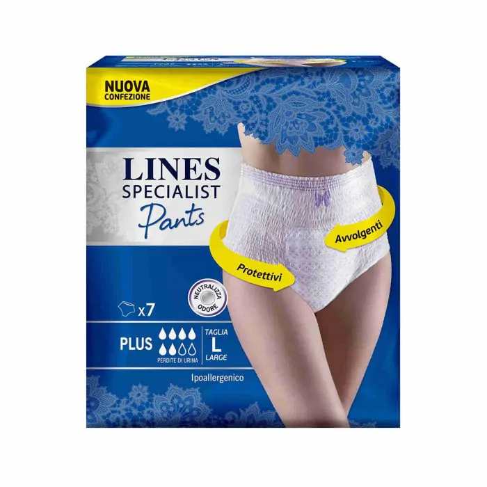 Lines Specialist Pants Plus, 7 Assorbenti per Incontinenza Donna, Taglia L