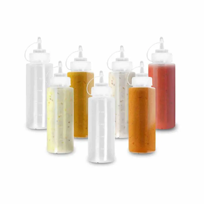 Matana 8 (Grande 500 ml) Flacone Dosatore con Tappi, Trasparente Bottiglia  Squeeze di Oliera Plastica, Dispenser Contenitore Olio Salsa Condimento  Ketchup Maionese, a Prova di Perdite e Senza BPA