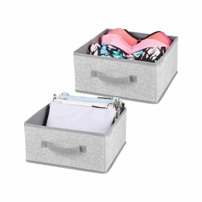 mDesign Set da 2 comode scatole per armadi – Scatola contenitore per  biancheria, vestiti e accessori – Pratico organizer armadio in stoffa –  grigio