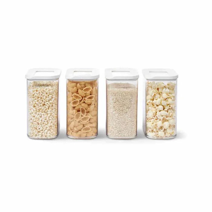 Mepal - Set di 4 pezzi - Contenitori Plastica per Alimenti con Coperchio -  Organizzatori da Cucina - Trasparente, Impilabili & Ermetici - 4 x 1000 ml  - White