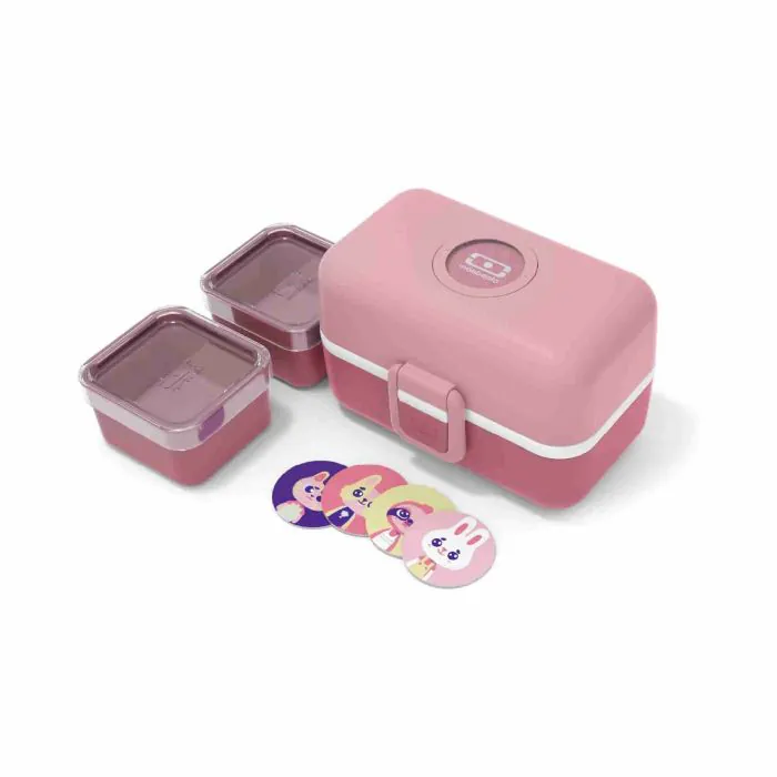 monbento - Lunch Box Bambini MB Tresor Blush - Porta Pranzo con 3 Scomparti  - Perfetto per Pranzi o Merende a Scuola/Parco - Senza BPA - Sicuro Per Uso  Alimentare - Rosa