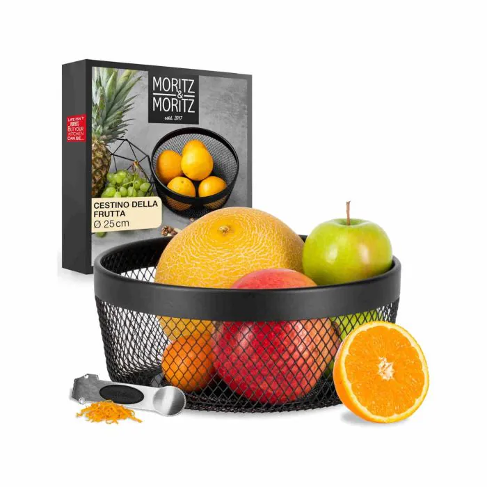 Moritz & Moritz portafrutta Nero Metallo 25cm - Cesto Frutta Nero in  Metallo – Cesto per Regali, Frutta, Verdura e Pane