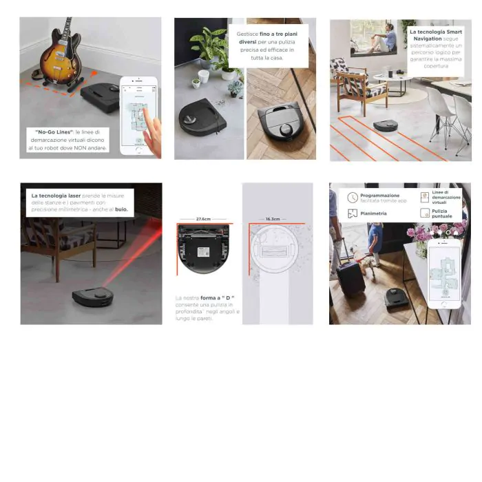 69 dB Compatibile con Alexa Wi Fi e App Neato Robotics D6 Robot Aspirapolvere Intelligente Nero & Set di Spazzole Laterali con Stazione di Ricarica 