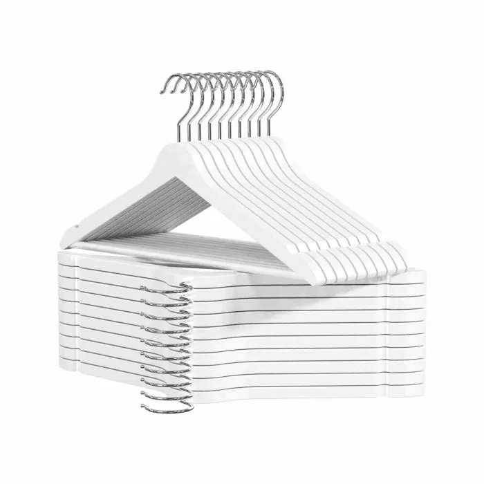 OGIVO Grucce in Legno bianco 20 pz - Made in EU - Grucce Salvaspazio bianco  per Armadio - Gancio girevole 360° - Tagli intorno alle spalle -  Attaccapanni per vestiti