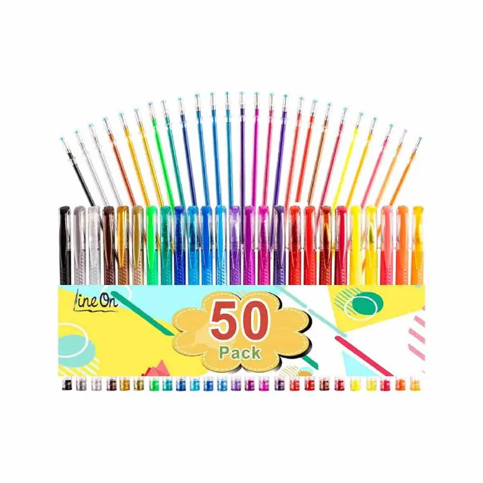 Penne Gel Colorate Gel, 50 Pack Set Penne Gel 25 Lineon Penne