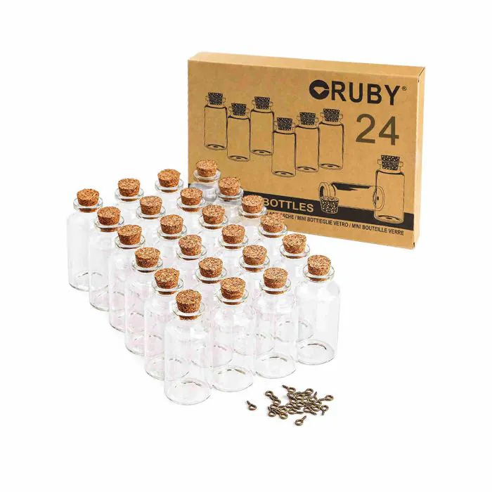 Ruby - 30 x 60mm/25ml Mini Bottiglie Vetro con Tappo Sughero, Boccetta in  Vetro, Ampolla di Vetro,Barattolo Caramelle Vasetti in Vetro per Bomboniere  Vasetti Spezie (96PCS)