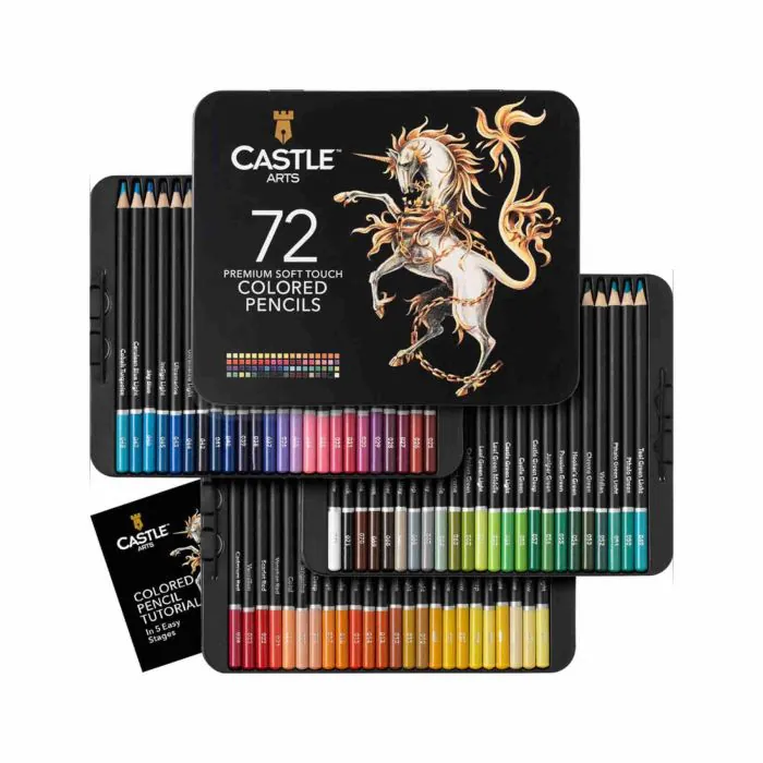 Scatola da 72 matite colorate Castle Art Supplies per libri da