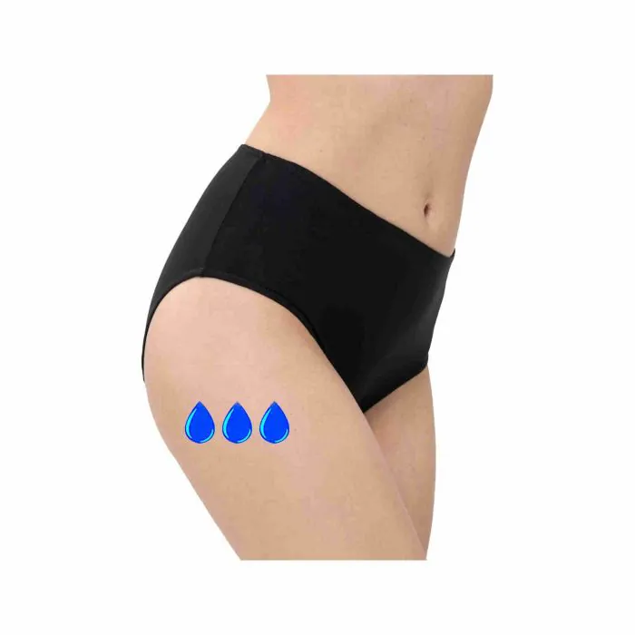 Slip donna assorbenti per incontinenza lavabili riutilizzabili. Mutande  Intimo protettiva e impermeabile a 3 livelli di Assorbenza (MEDIUM-Nero-M)