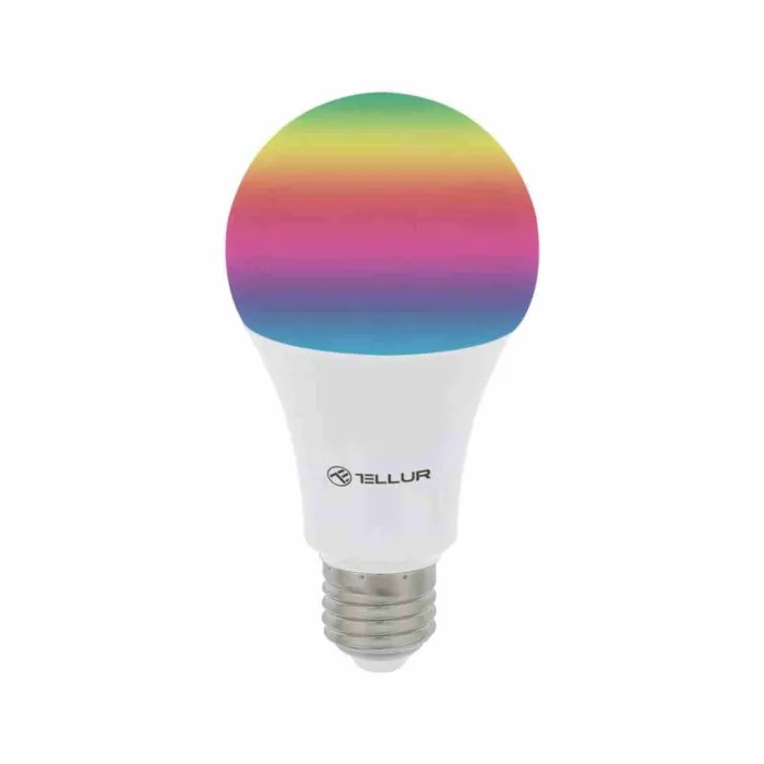 TELLUR Lampadina LED RGB SMART WiFi, App per smartphone, Compatibile con   Alexa e Google Assistant, 10W equivalenti 100W, Bianco/Caldo/RGB,  1000LM, Regolatore di intensità, E27
