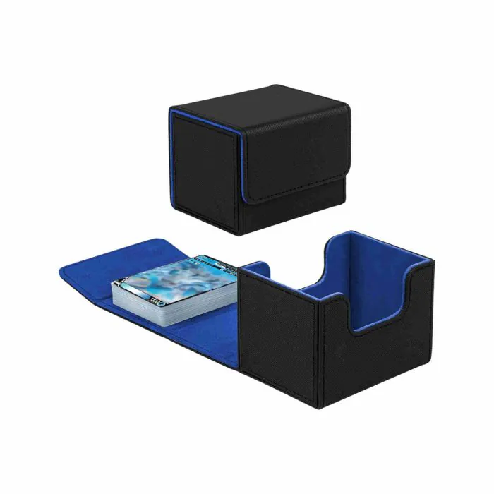 Tolesum Box Porta Mazzo per Carte MTG Capacità di 200 Carte Senza Maniche,  Magnetic Flip Deck Box per le Carte di Magic Commander TCG  (Orizzontale-Nero e blu)