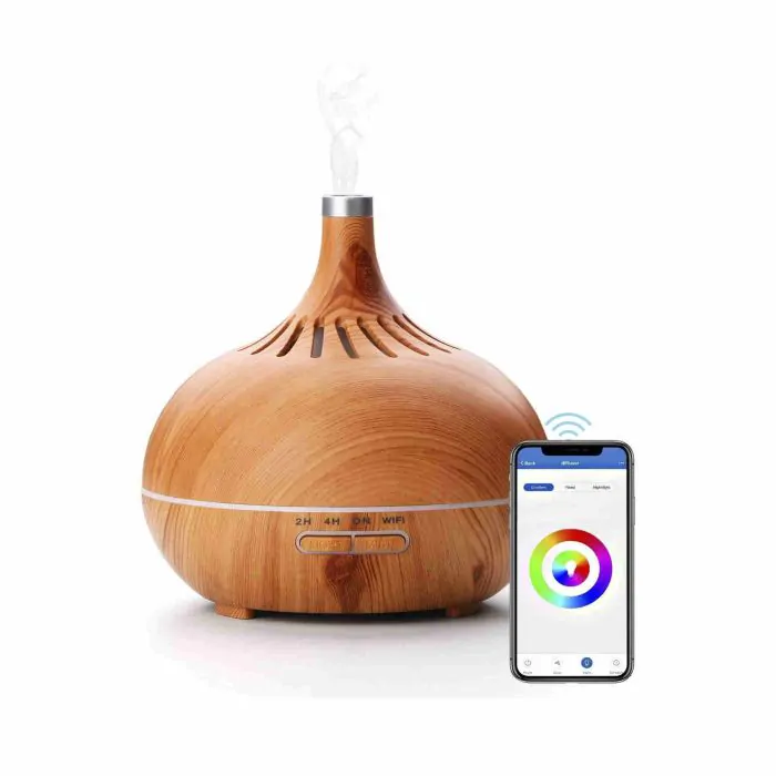 Brilex Smart WiFi Umidificatore Ultrasuoni Senza Fili per 400ml Aromaterapia Diffusore Olio Essenziale，Controllo APP funziona con Alexa e Google Home，7 Luci a LED und Foschia Regolabile 