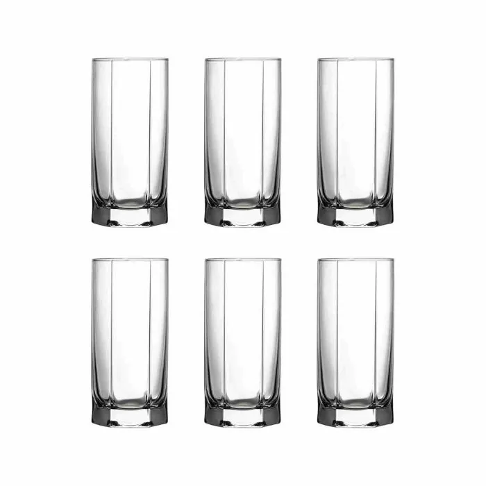 UNISHOP Set di 6 bicchieri da acqua e bevande alcoliche, bicchieri di vetro  trasparenti, adatti per lavastoviglie e microonde (44 cl)