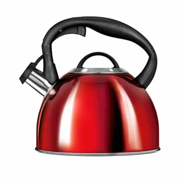 Veciado Home Bollitore a fischio per fornello a induzione universale  bottiglia di bollitore per tè fischio in acciaio 1,8L (rosso).