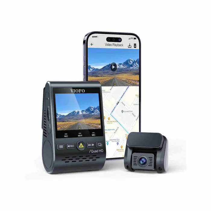 VIOFO Dash Cam 2K 1440P, A129 Plus Telecamera per Auto Doppia con GPS Wifi,  3 Mode Parcheggio 48h+ Registrazione Continua e di Emergenza, Sony ExmoR  Super-Notturna, Rileva Movimento G-Sensor, 256GB