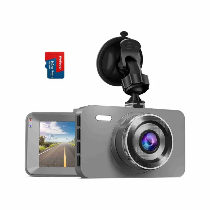 WeBeqer Dash Cam per Auto con Scheda SD 64G,Telecamera per Auto 1080P Full  HD,Dashcam Auto LCD 3 con Grandangolo di 176°,G-Sensor, Registrazione in  Loop, Monitor di Parcheggio,Visione Notturna IR,WDR