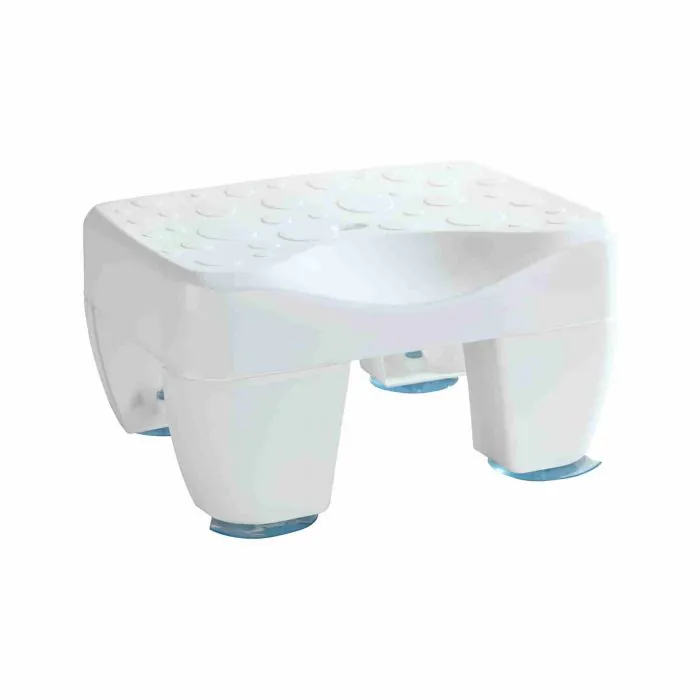 WENKO sedile antiscivolo per vasca da bagno con superficie strutturata,  portata 150 kg, Plastica, 40 x 21 x 31 cm, Bianco
