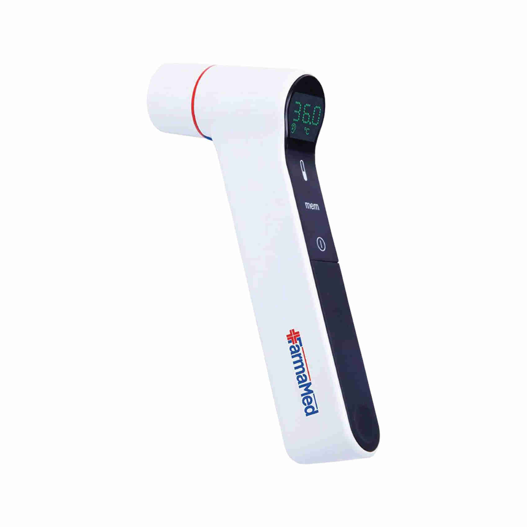 Farmamed Termometro Digitale Infrarossi Senza Contatto, Auricolare E Frontale, Multifunzione 4 In 1 Per Neonati, Bambini E Adulti