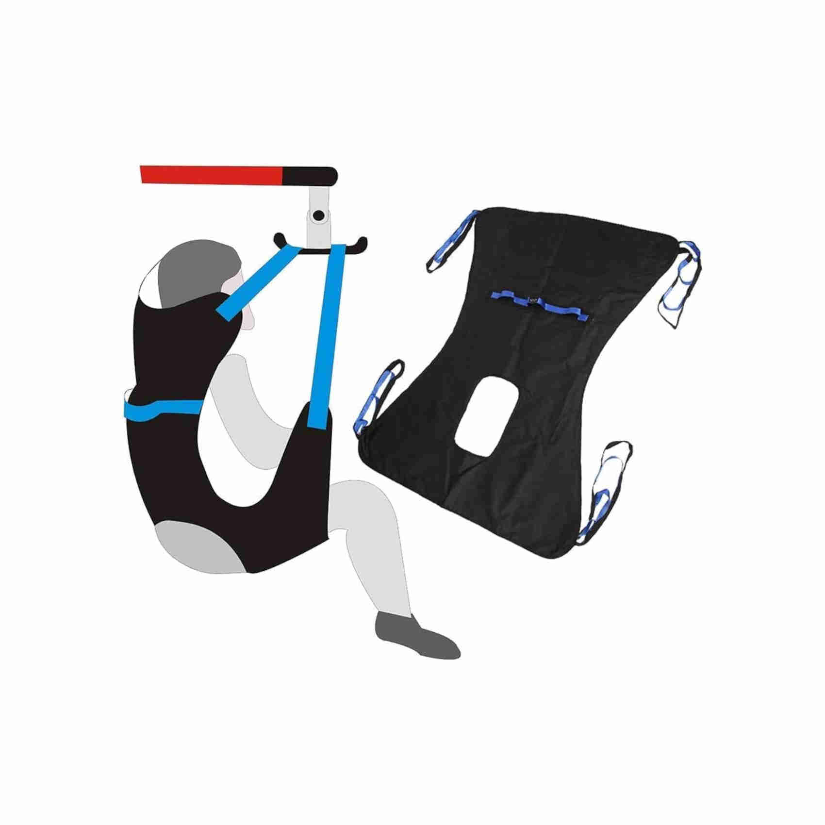 Neppt Imbracatura Toilette Attrezzatura Medica Dell'elevatore Paziente Sollevatore Bariatric Cinghia Trasferimento Chirurgico Cinghia Sollevamento Per Handicap Con Supporto A Quattro Punti (Nero)-image