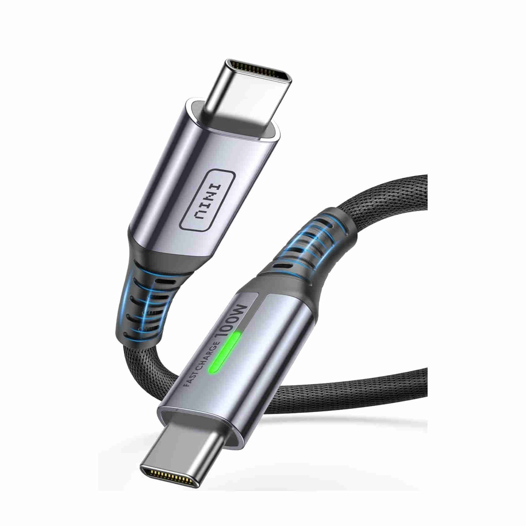 INIU Cavo USB C USB C 100W, 2m Cavo USB Type-C PD 5A Ricarica Rapida QC 4.0 Nylon Cavo Tipo C Caricabatterie Cellulare per iPhone 16 15 Samsung S22 Ultra iPad Pro MacBook Pixel 7 Pro ECC.-image