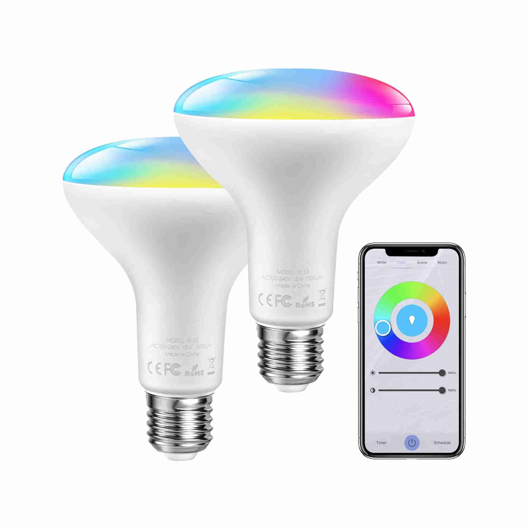 rdnstreetmarket lampadine alexa, e27 lampadine smart, lampadine cambia colore rgb con controllo app, dimmerabile, funziona con alexa/google, 13w 1300lm, 2900~6000k, 2 bianco uomo