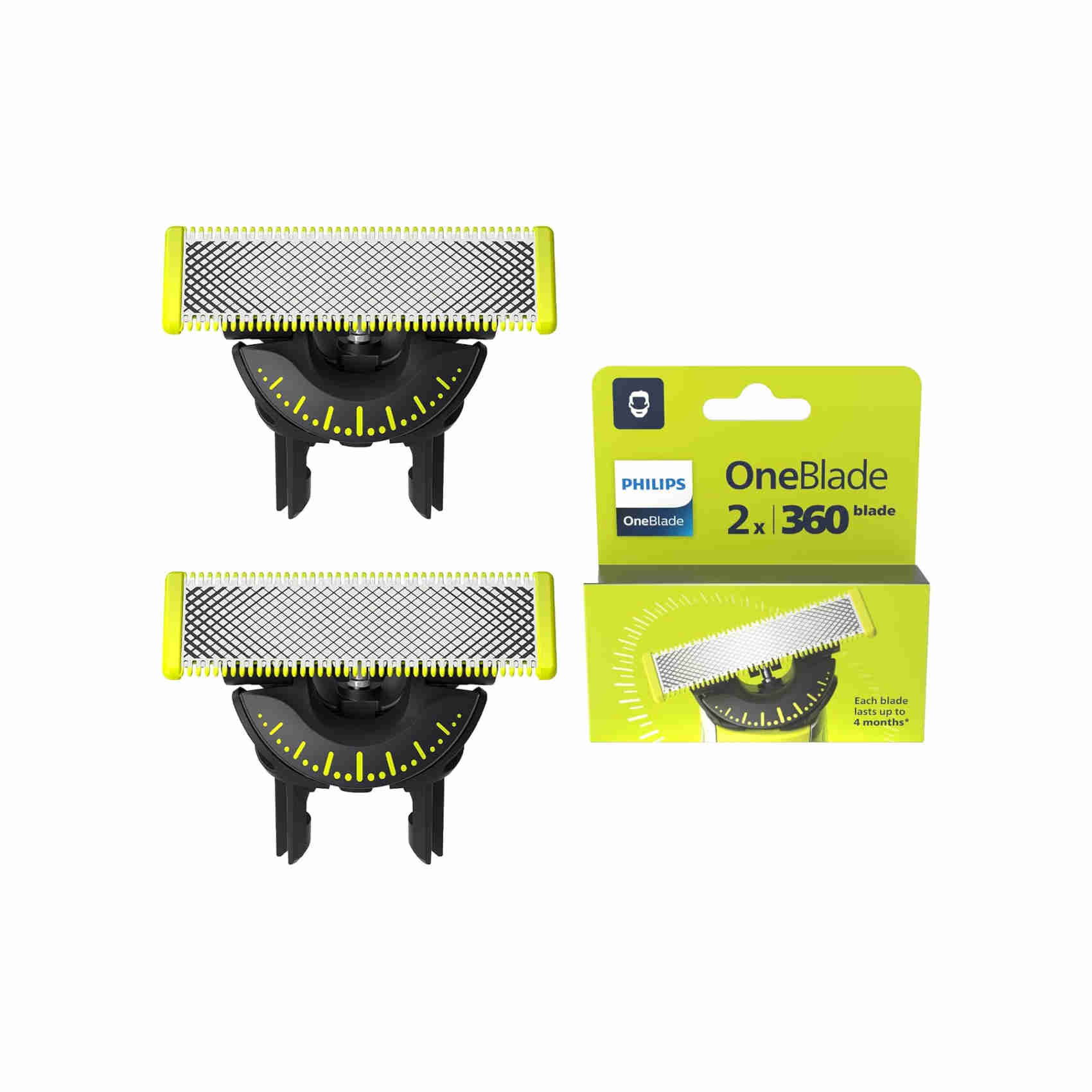 Philips OneBlade 360 Autentici Lame di ricambio per rasoio elettrico OneBlade, pettine regolabile 5in1, acciaio inossidabile resistente, rade, regola, e rifinisce, confezione da 2 (modello QP420/60)
