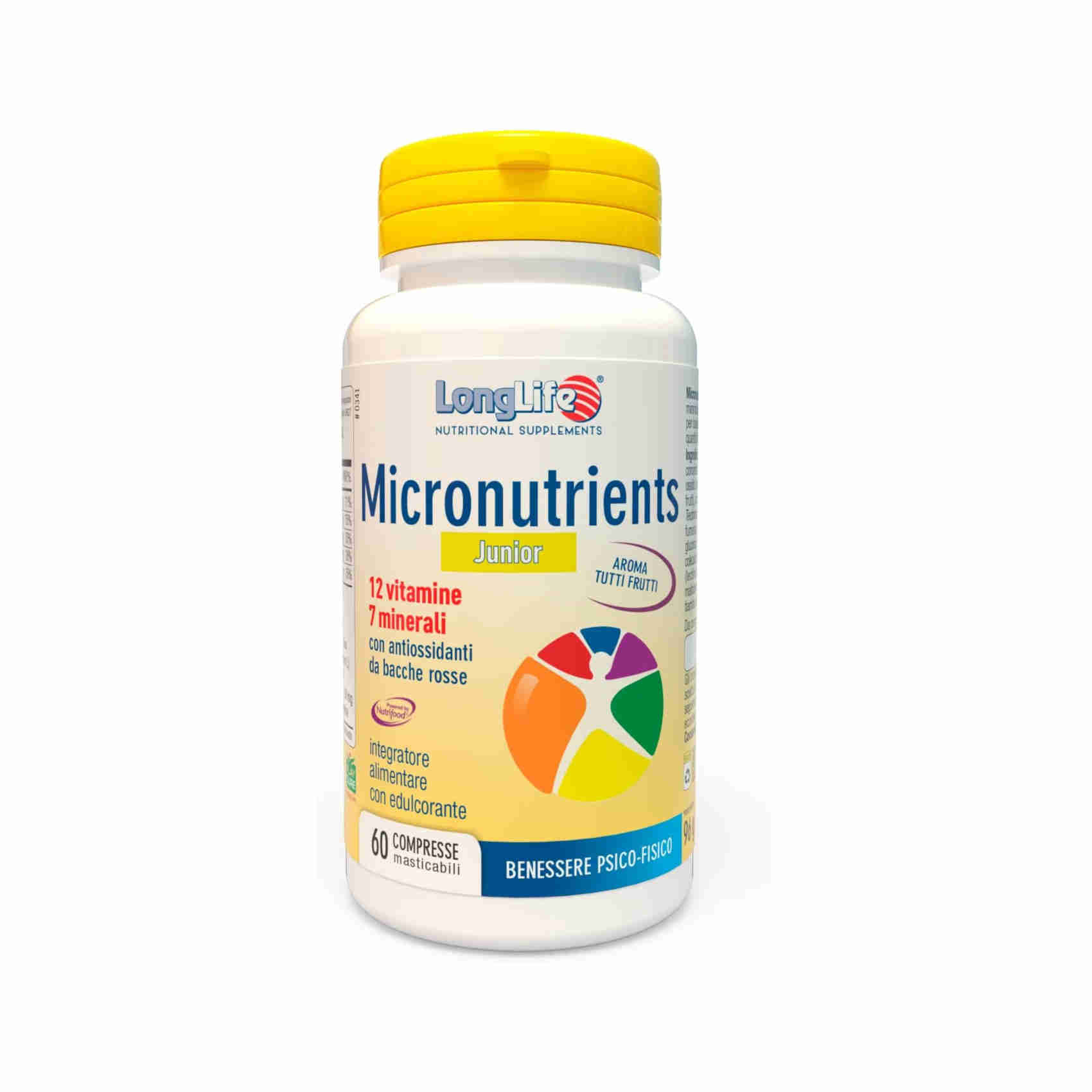 LongLife® Micronutrients 100 tav | Integratore multivitaminico | Alto dosaggio | Benessere psicofisico | Sostegno immunitario, psicologico, muscolare | Oltre 3 mesi di trattamento | Senza glutine-image